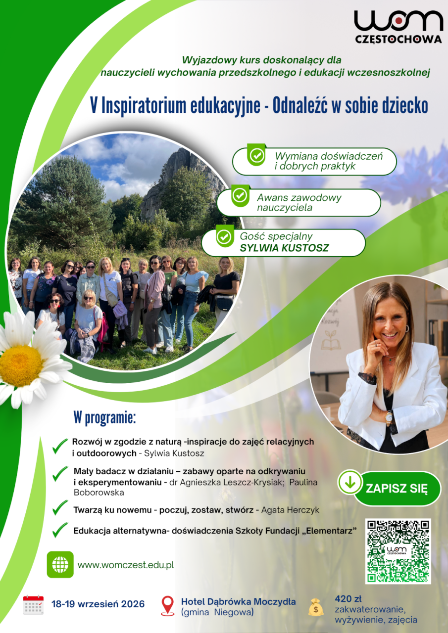 plakat - V Inspiratorium edukacyjne „Odnaleźć w sobie dziecko”