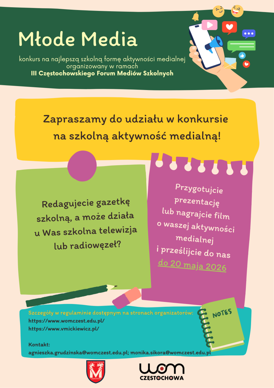 plakat - Konkurs "Młode Media" - III Częstochowskie Forum Mediów Szkolnych