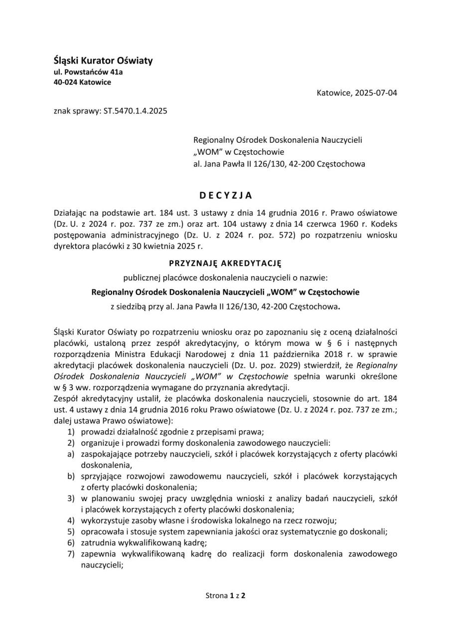 akredytacja - 1 strona