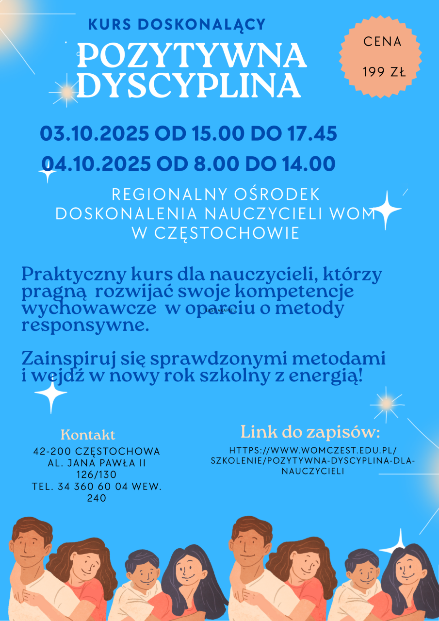 plakat do kursu doskonalącego "Pozytywna dyscyplina dla nauczycieli"