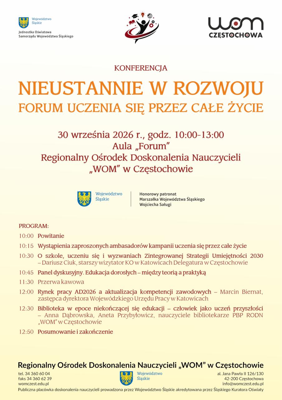Konferencja „Nieustannie w rozwoju. Forum uczenia się przez całe życie”.