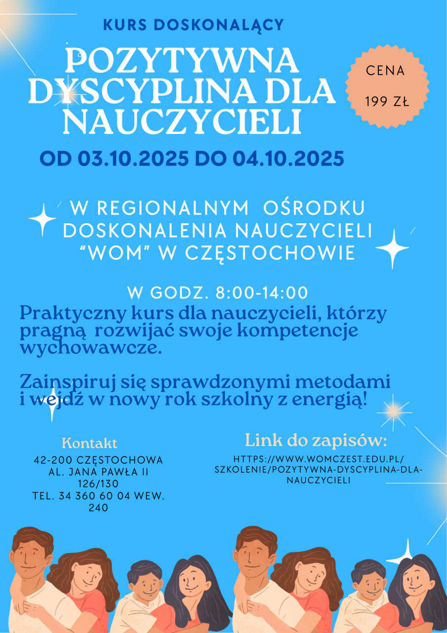 plakat do kursu doskonalącego "Pozytywna dyscyplina dla nauczycieli"
