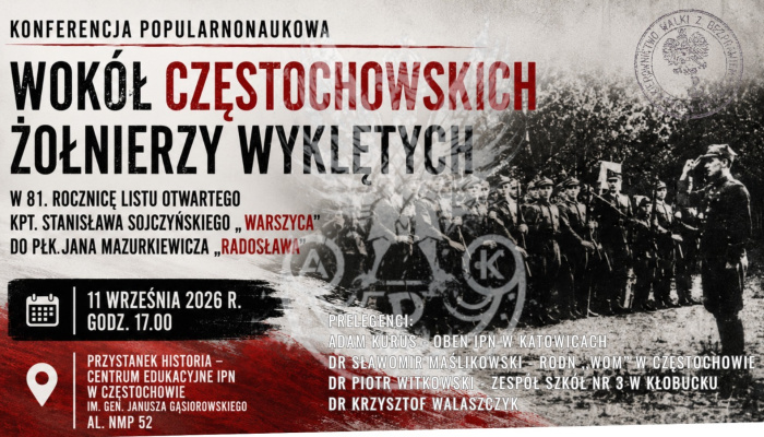 Konferencja popularnonaukowa: Wokół częstochowskich żołnierzy wyklętych.